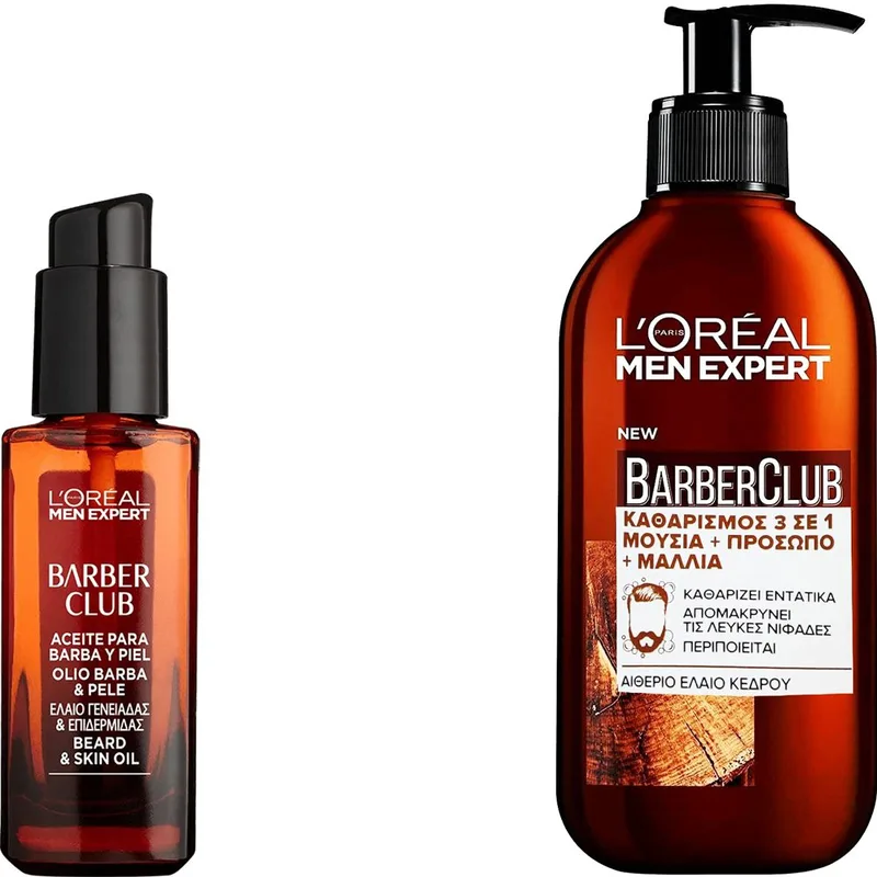 Σετ L'Oreal Paris Men Expert BarberClub Beard & Skin Oil 30ml & Beard, Face & Hair Wash Gel 200ml