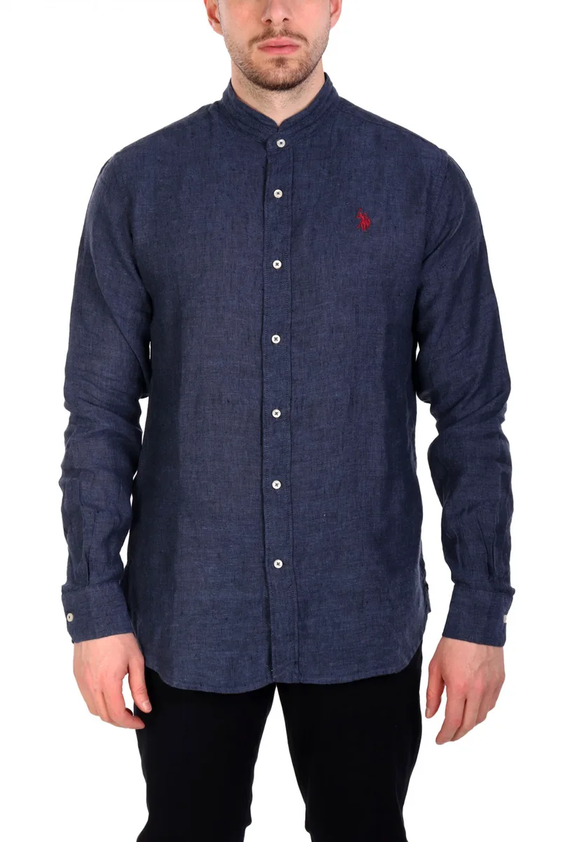 U.S.POLO ASSN ΠΟΥΚΑΜΙΣΟ ΜΑΟ SLIM FIT ΜΠΛΕ