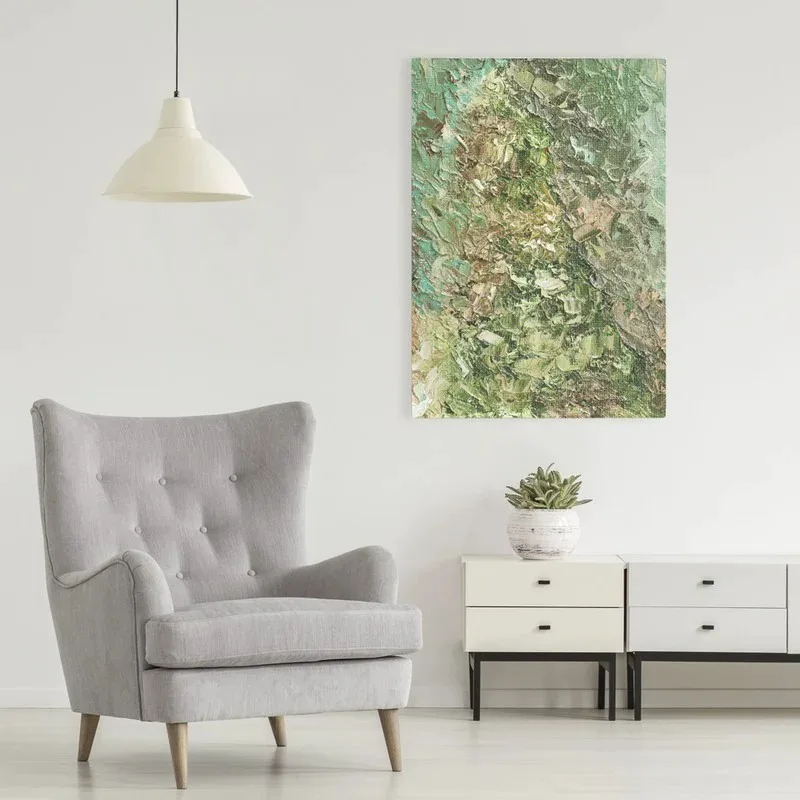 Πινακας σε καμβά GREEN ABSTRACT PALETTE KNIFE