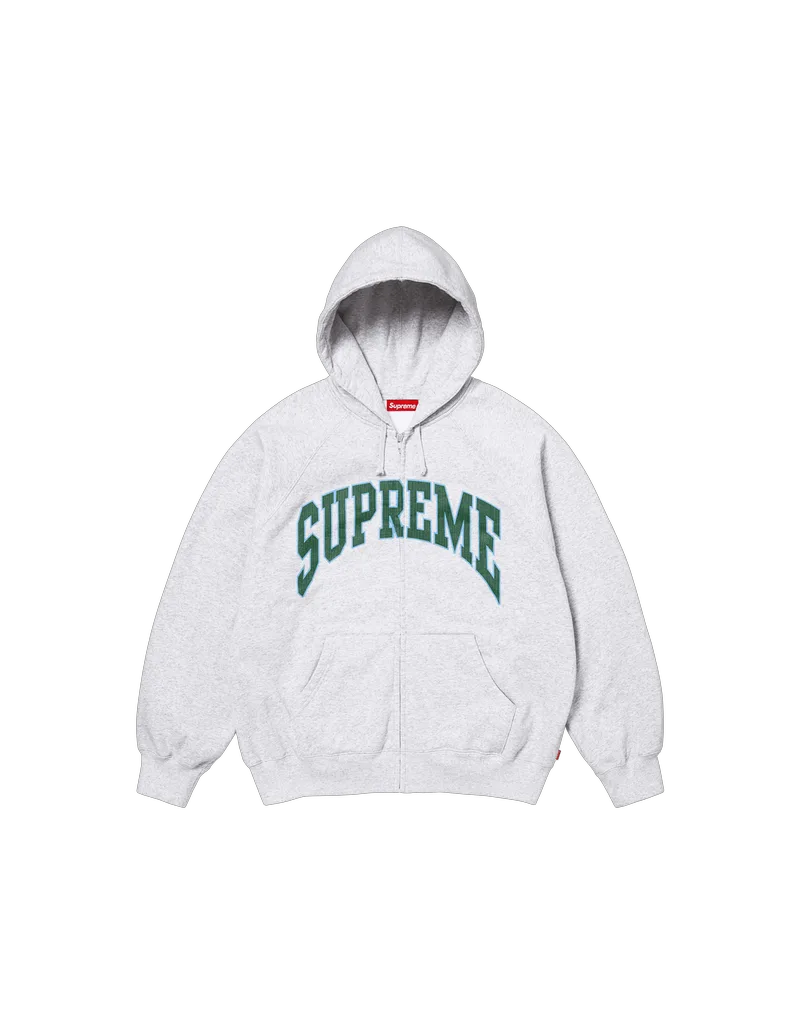 Supreme Cracked Raglan Zip Up Hooded Sweatshirt 'Ash Grey' SS26SW81ASHGREY MBS
