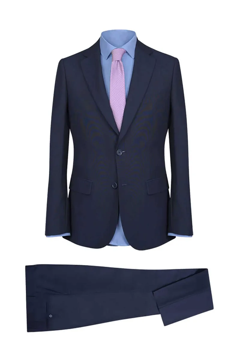 Prince Oliver ανδρικό κοστούμι μονόχρωμο Slim Fit - 12560007 Μπλε Σκούρο