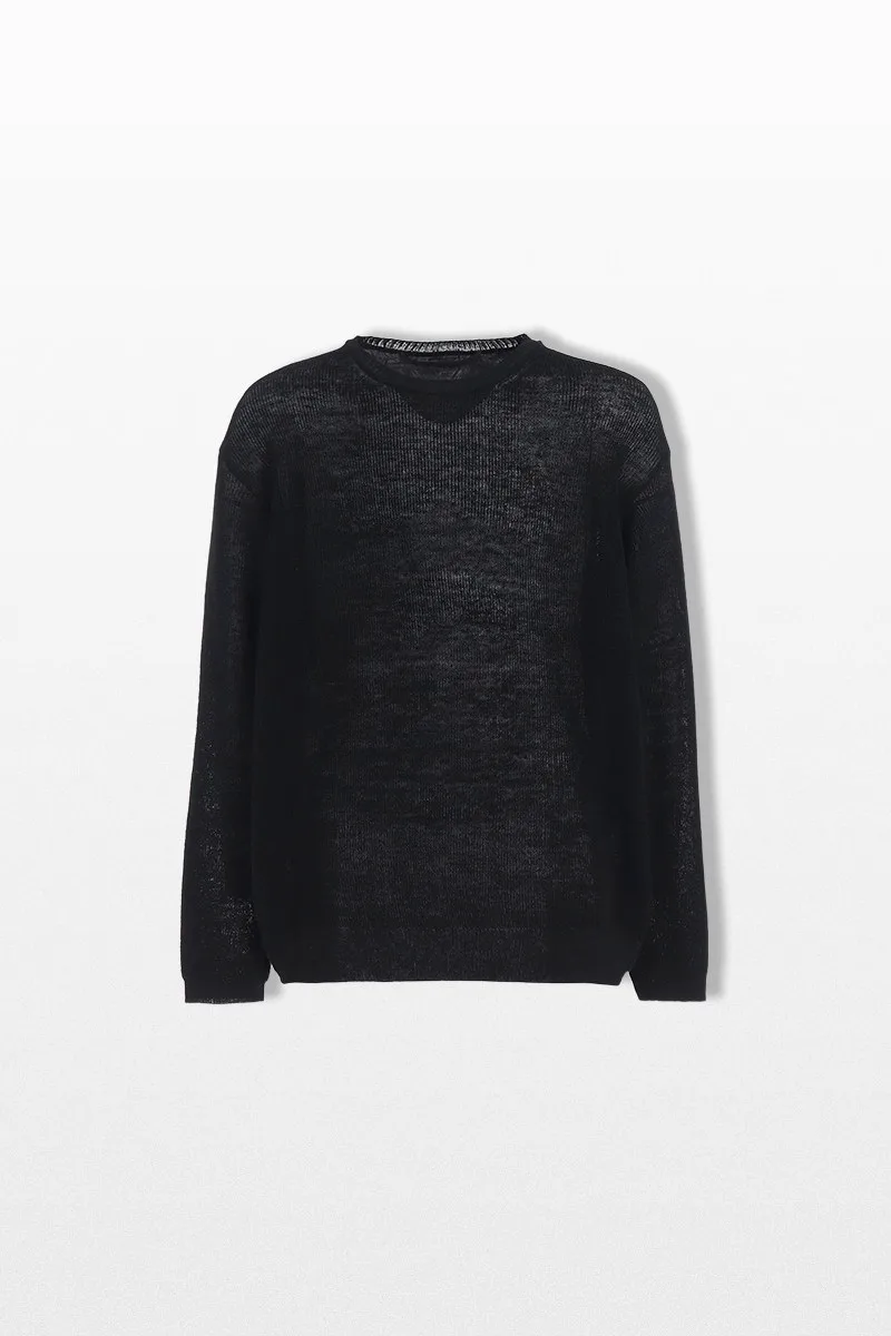 YOHJI YAMAMOTO Ανδρικό Μαύρο Round Neck Pullover
