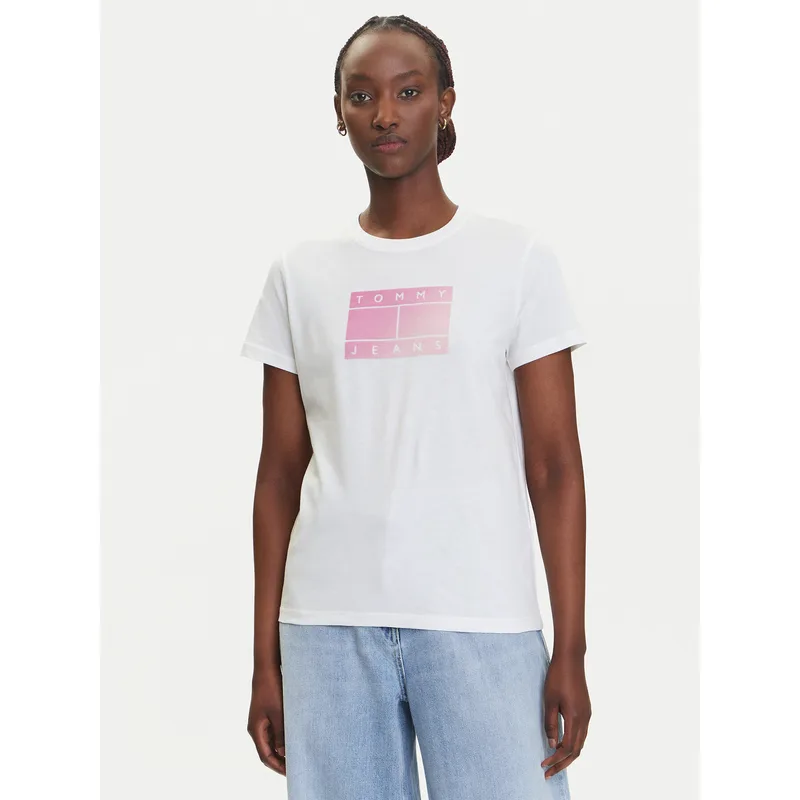 Tommy Jeans T-Shirt Gradient Flag DW0DW20905 Λευκό Regular Fit
