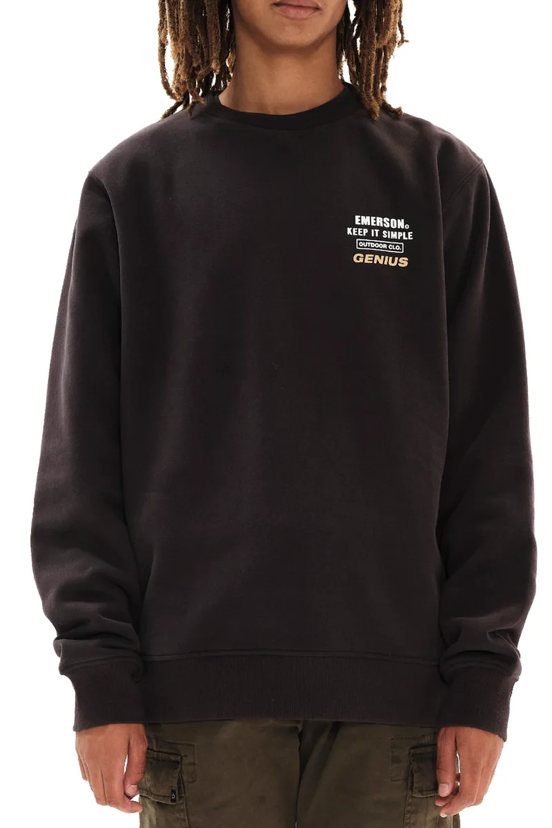 Μπλούζα Μακρυμάνικη Emerson Men's Neckline Sweat 222.EM20.19-OFF-BLACK Ανδρικό