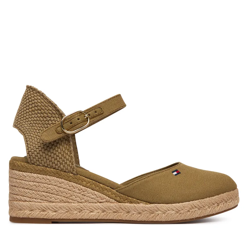 Εσπαντρίγιες Tommy Hilfiger Mid Wedge Espad Closed Toe FW0FW09233 Καφέ