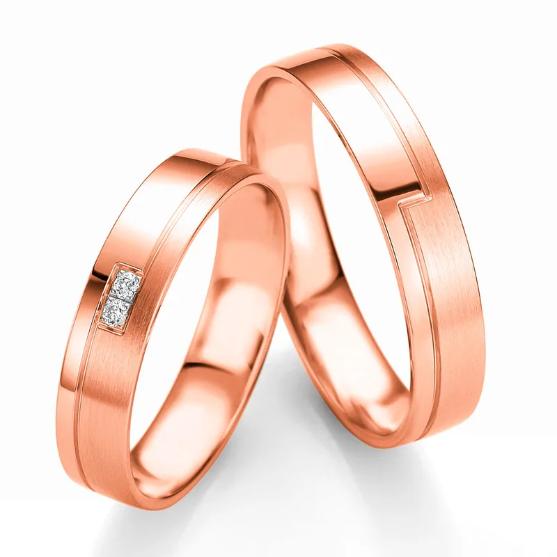Ροζ Χρυσή Βέρα Γάμου Breuning με ή χωρίς Πέτρες WR336R diamonds k18