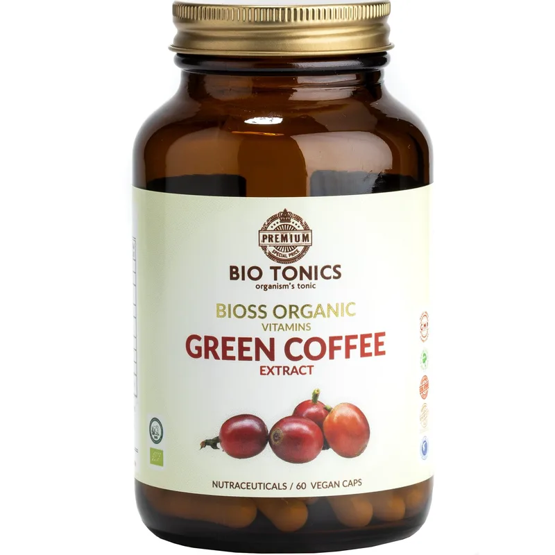 Bio Tonics Bioss Organic Green Coffee Extract Συμπλήρωμα Διατροφής Βιολογικού Εκχυλίσματος Πράσινου Καφέ για Ενίσχυση του Μεταβολισμού, Έλεγχο του Βάρους & Απώλεια Λίπους 60caps