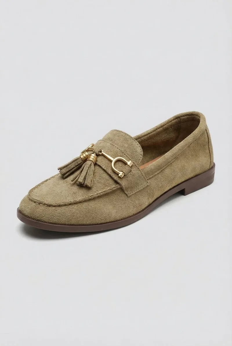 MARQUIIZ Tassel Loafers with Metal Detail - 1511 - Olive Suede