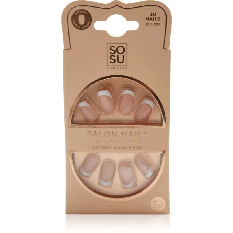 SOSU Cosmetics Salon Nails French Mani Ψεύτικα νύχια απόχρωση French Mani 30 τμχ