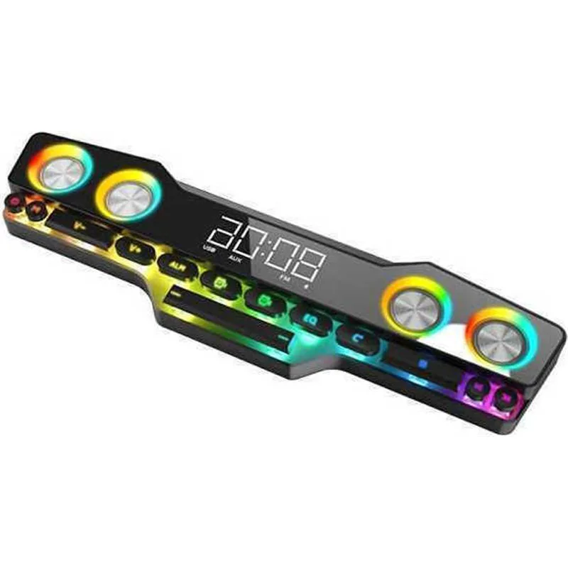 V18 Ηχείο Υπολογιστή με RGB Φωτισμό και Bluetooth Ισχύος 16W σε Μαύρο Χρώμα