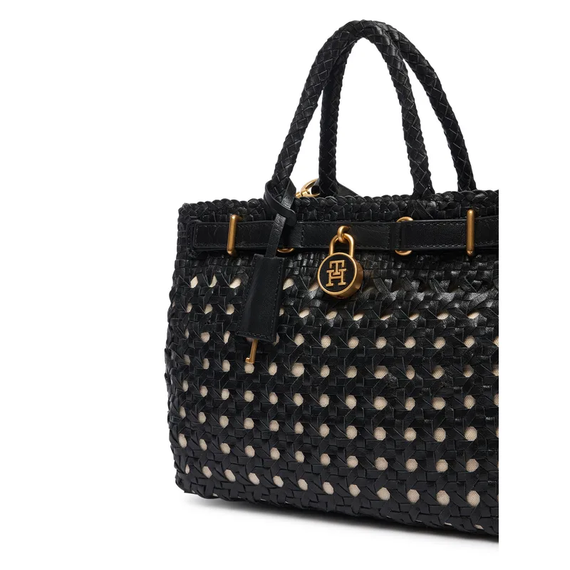 Τσάντα Tommy Hilfiger American Icon Mini Tote Braided AW0AW18734 Μαύρο