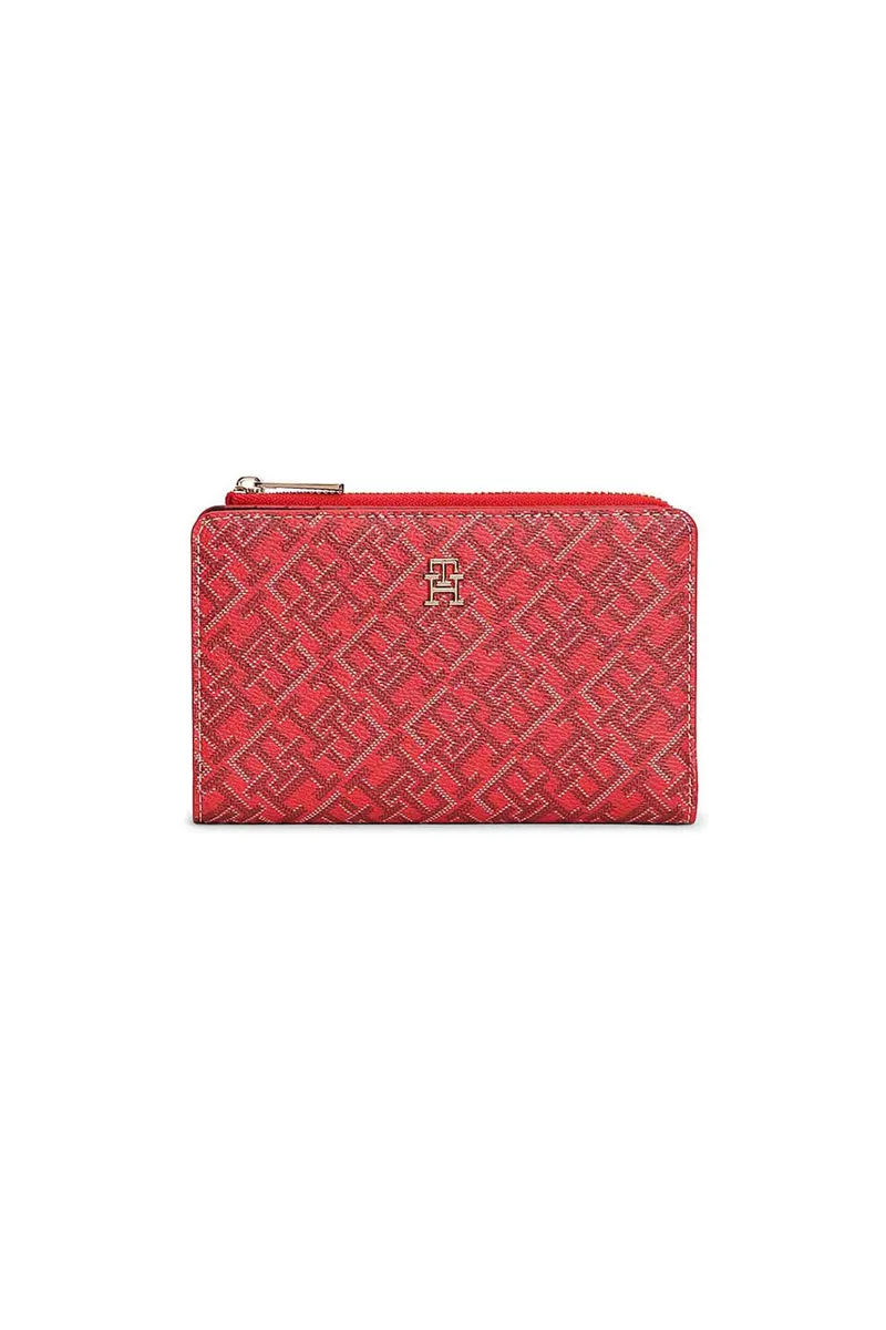 Tommy Hilfiger γυναικείο πορτοφόλι με all-over ανάγλυφο monogram "Icon" - AW0AW18594 Κόκκινο
