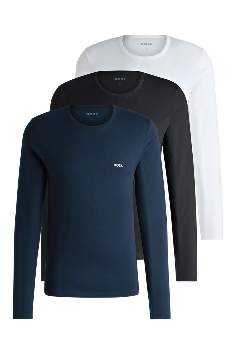 BOSS ΕΣΩΡΟΥΧΟ T-SHIRT CREW NECK REGULAR FIT T-SHIRT LSSHIRT RN 3P CLASSIC ΜΑΥΡΟ-ΜΠΛΕ-ΛΕΥΚΟ