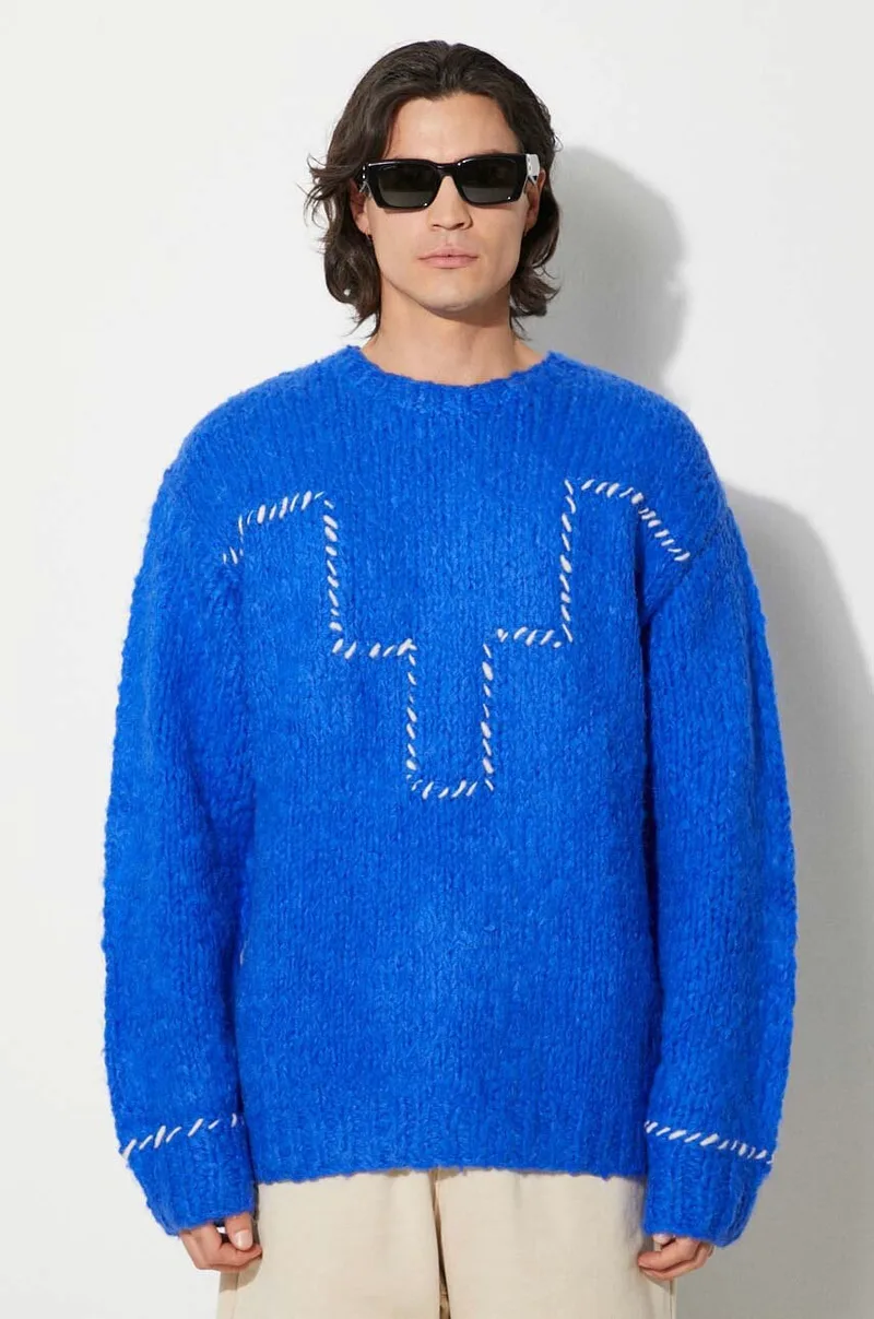 Πουλόβερ με προσθήκη μαλλιού Marcelo Burlon Cross Block Knit Comfort Crew