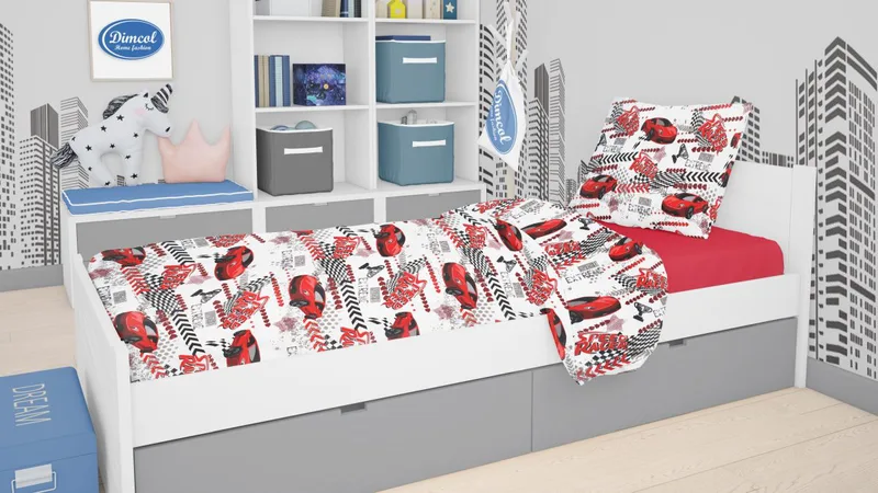 Παπλωματοθήκη Polycotton Μονή 160x240εκ. Speed Racer 290 Dimcol (Χρώμα: Κόκκινο, Ύφασμα: 70% Βαμβάκι-30% Polyester) - DimCol - 1925785225029098