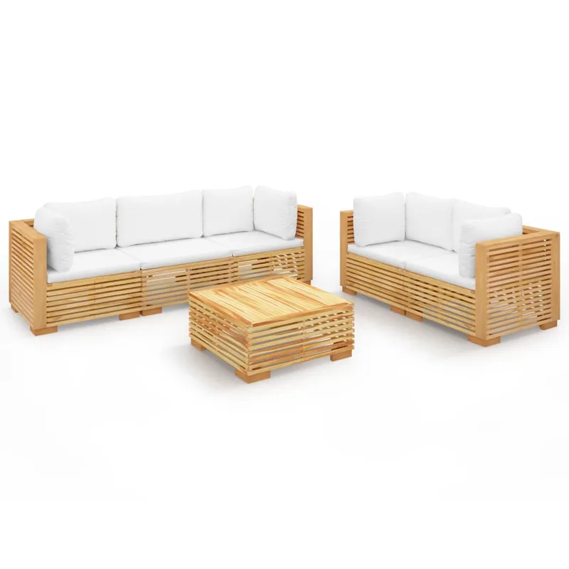 vidaXL Σαλόνι Κήπου Σετ 6 Τεμαχίων από Μασίφ Ξύλο Teak με Μαξιλάρια