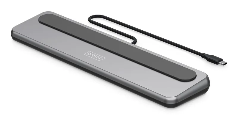 DIGITUS Σταθμός σύνδεσης USB-C->HDMI, DP, USBA, USBC, RJ45, PD ασημί
