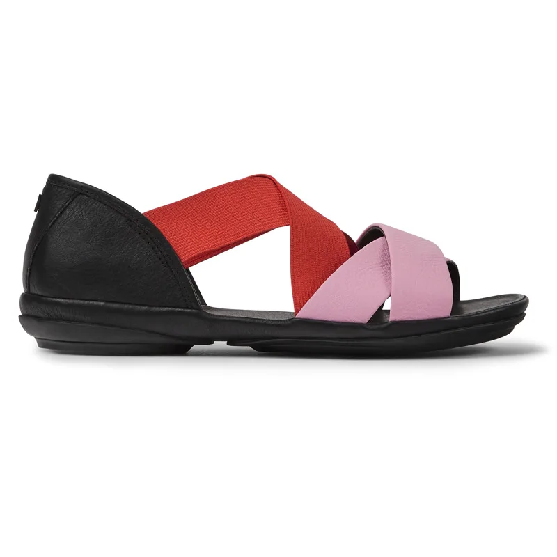 CAMPER Twins - Πέδιλα Για Γυναικεία - Μαύρο,Ροζ,Κόκκινο, Μέγεθος 38, Smooth leather