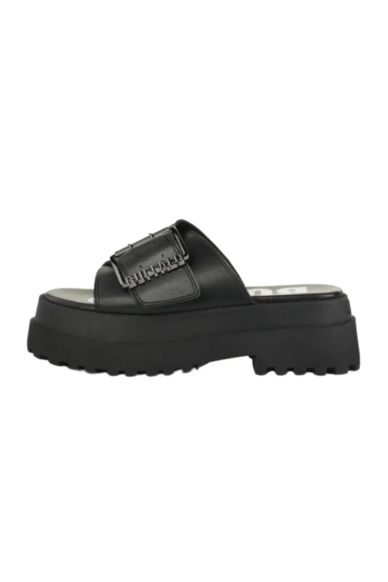 BUFFALO Σανδάλια - Πέδιλα PLUTO SLIDE BUCKLE - BLACK-1602333-BLACK