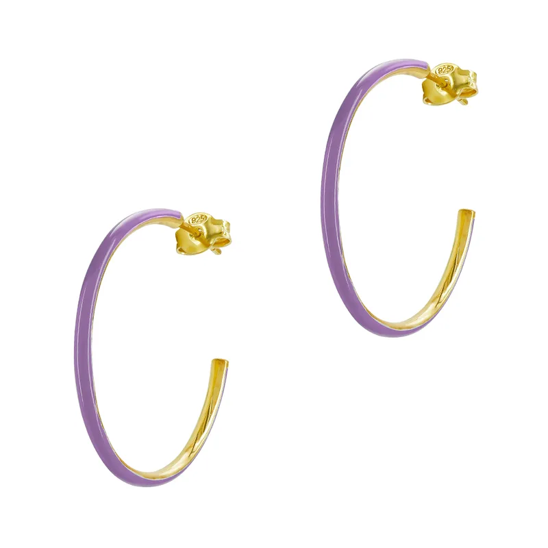 HONOR Σκουλαρίκια Κρίκος από Ασήμι 925 Purple SE047SPL