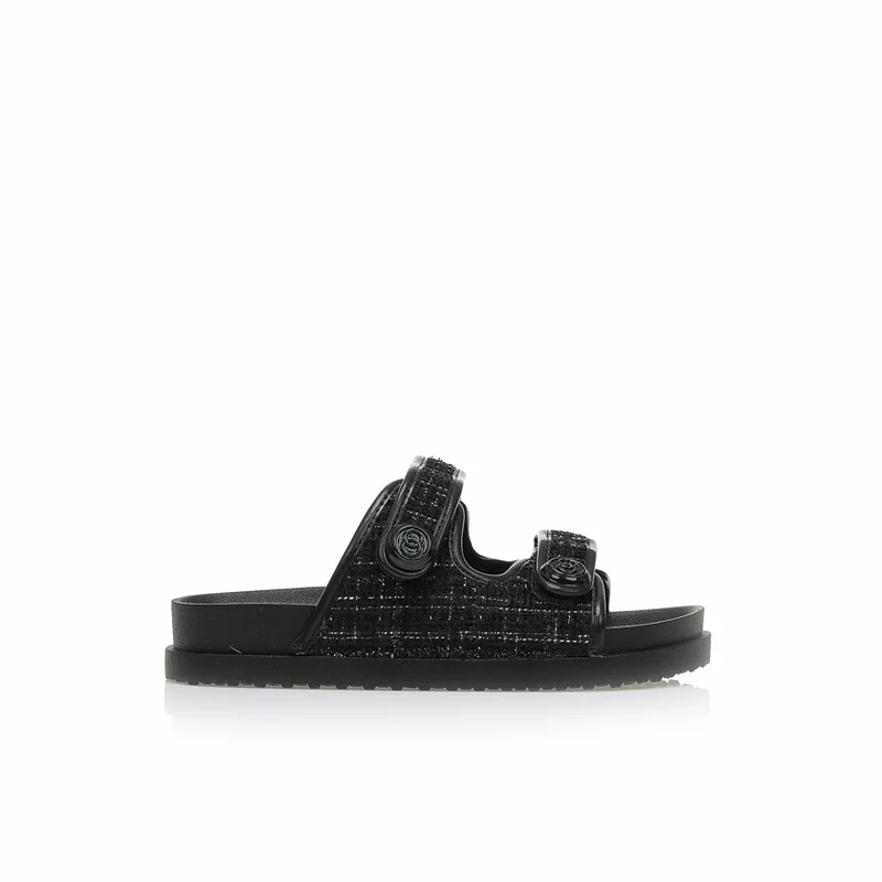 Flatforms μαύρα σουέτ με καρό σχέδιο και σκρατς ΜΑΥΡΟ