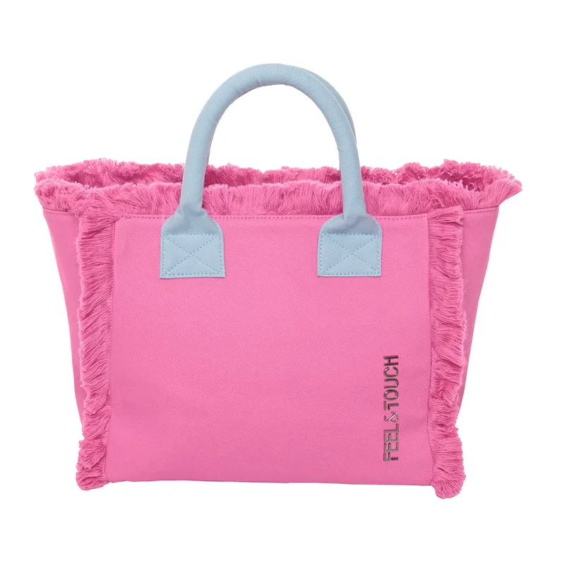 Τσάντα Θαλάσσης (26x16x24) Feel & Touch Caribbean Pink/Ciel