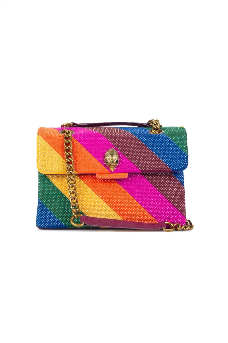 KURT GEIGER ΤΣΑΝΤΑ ΩΜΟΥ/CROSSBODY FABRIC KENSINGTON BAG L ΣΤΡΑΣ ΑΛΥΣΙΔΑ LOGO ΠΟΛΥΧΡΩΜΟ