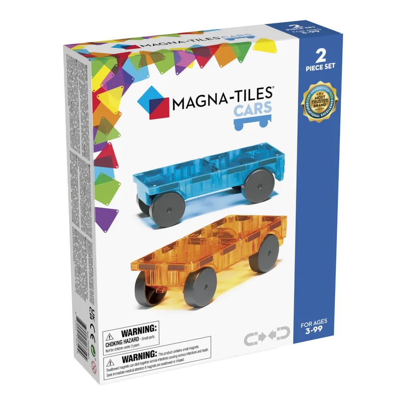 Μαγνητικό Παιχνίδι Κατασκευών Magna-Tiles Cars 2 Set Blue & Πορτοκαλί