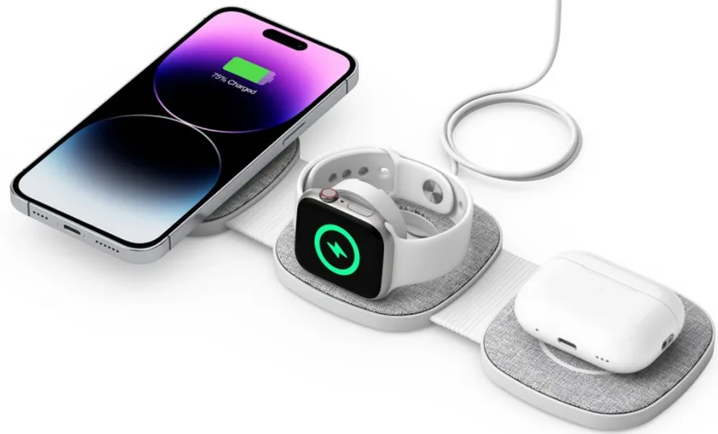 Tech-Protect A32 3 in 1 Wireless Charger - Αναδιπλούμενος Μαγνητικός Ασύρματος Φορτιστής MagSafe για iPhone 16 / 15 / 14 / 13 / 12 / Airpods / Apple Watch - 15W - Grey (5906302308255)