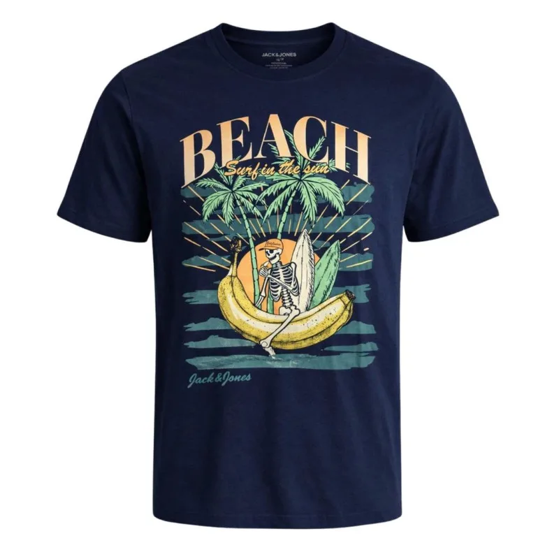 Jack & Jones "King Tee" T-shirt σε Plus fit γραμμή,με μεταξοτυπία - Navy Blazer