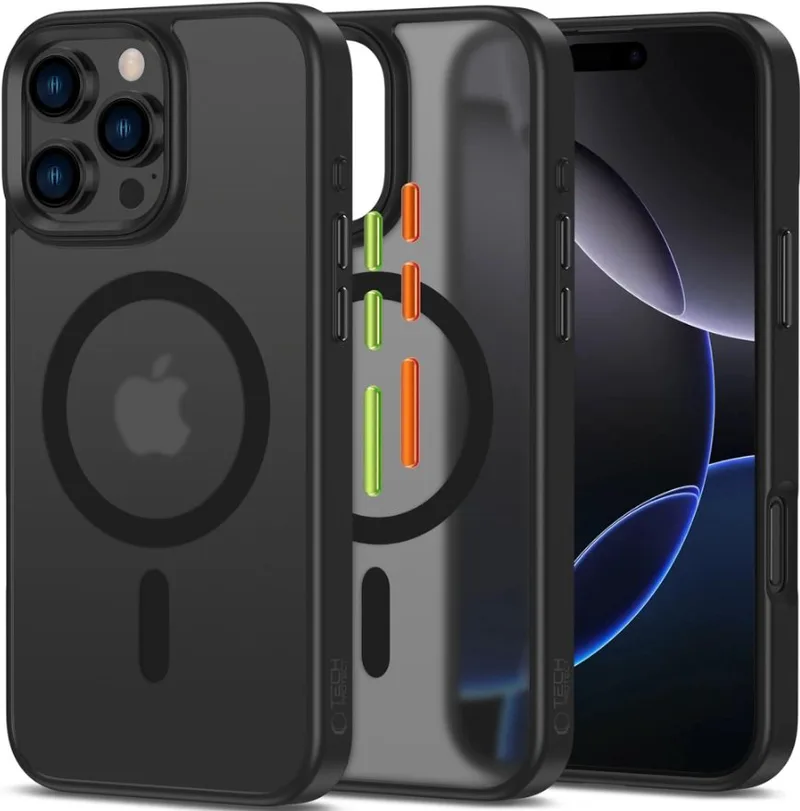 Θήκη iPhone 16 Pro Max Tech-Protect MagMat XT 3-Set Ημιδιάφανη με MagSafe & 3 Εναλλάξιμα Καλύμματα Κουμπιών - Matte Black (5906302368143)