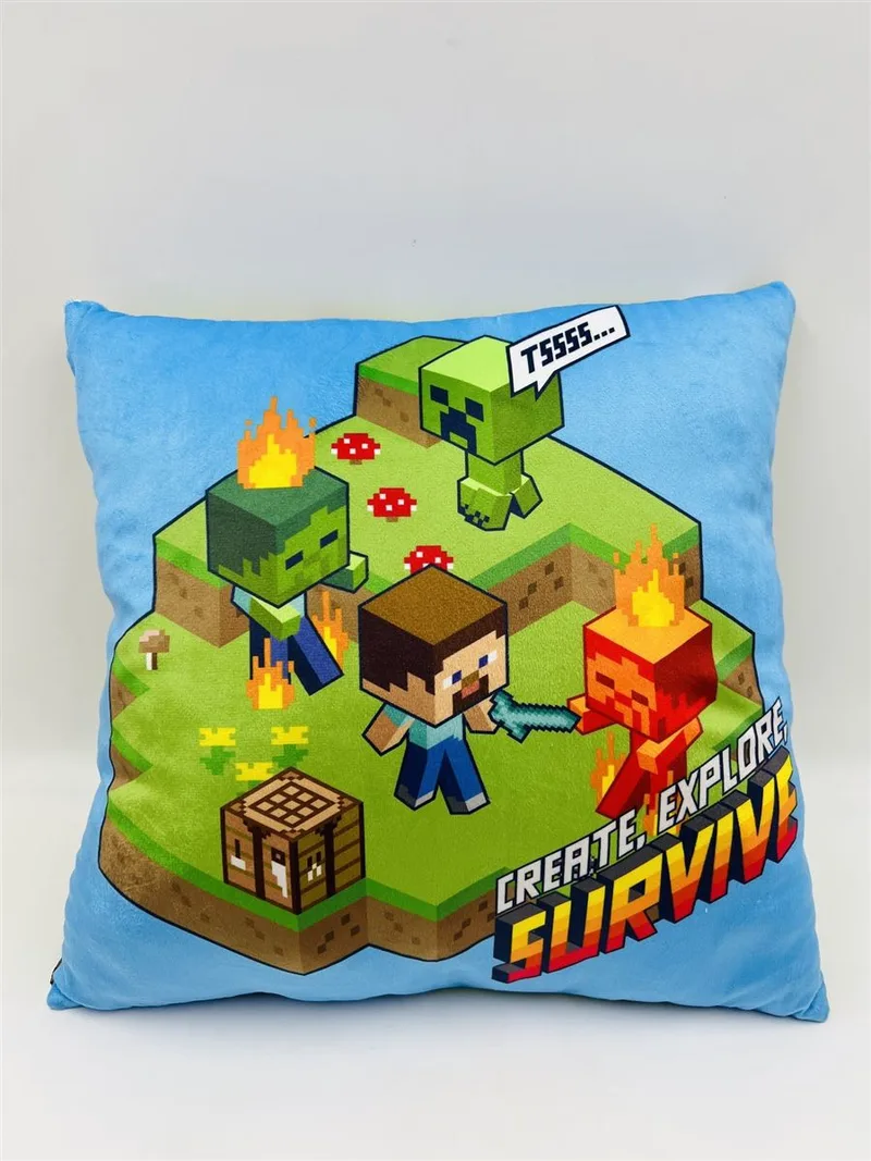 Διακοσμητικό Μαξιλάρι Velboa 38x38εκ. Mojang Minecraft 606 Green-Sky Blue DimCol (Χρώμα: Γαλάζιο , Ύφασμα: Velboa) - DimCol - 54461707011