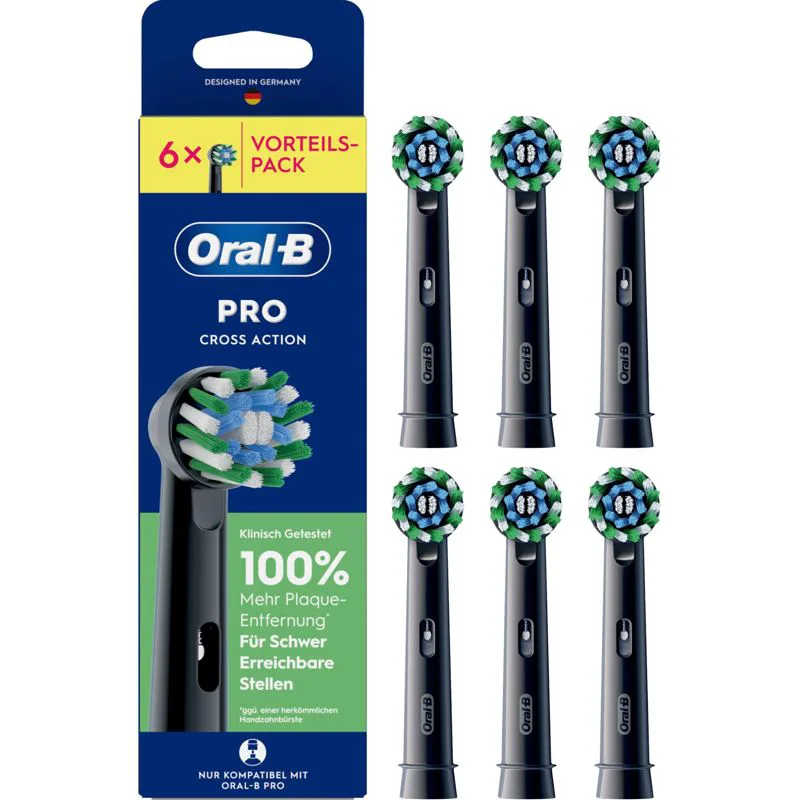 Oral-B Replacement Brush Heads Black Pro CrossAction 6-Count