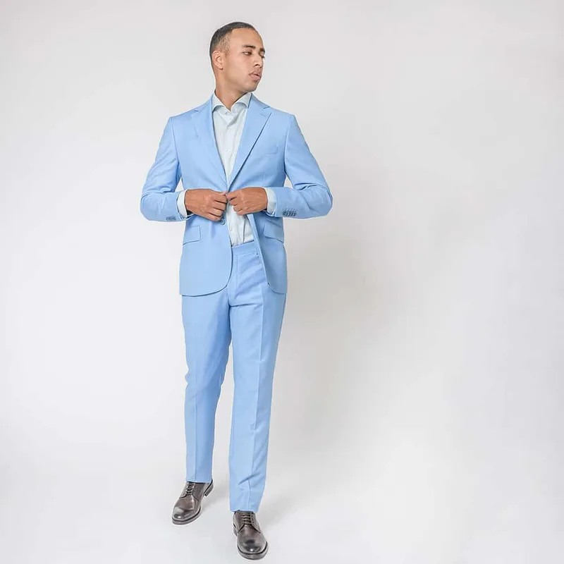 Prince Oliver Κοστούμι Σιέλ 100% Wool Super 120s (Modern Fit)