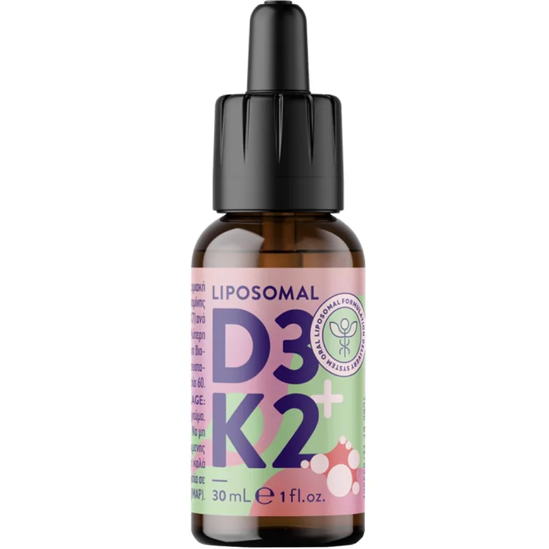 JMN Nutraceutical Liposomal Vitamin D3 200IU & K2 45μg Συμπλήρωμα Διατροφής Βιταμίνης D3 & K2 για την Καλή Υγεία των Οστών, Δοντιών, Ανοσοποιητικού & Αιμοποιητικού σε Πόσιμο Υγρό με Ευχάριστη Γεύση 30ml