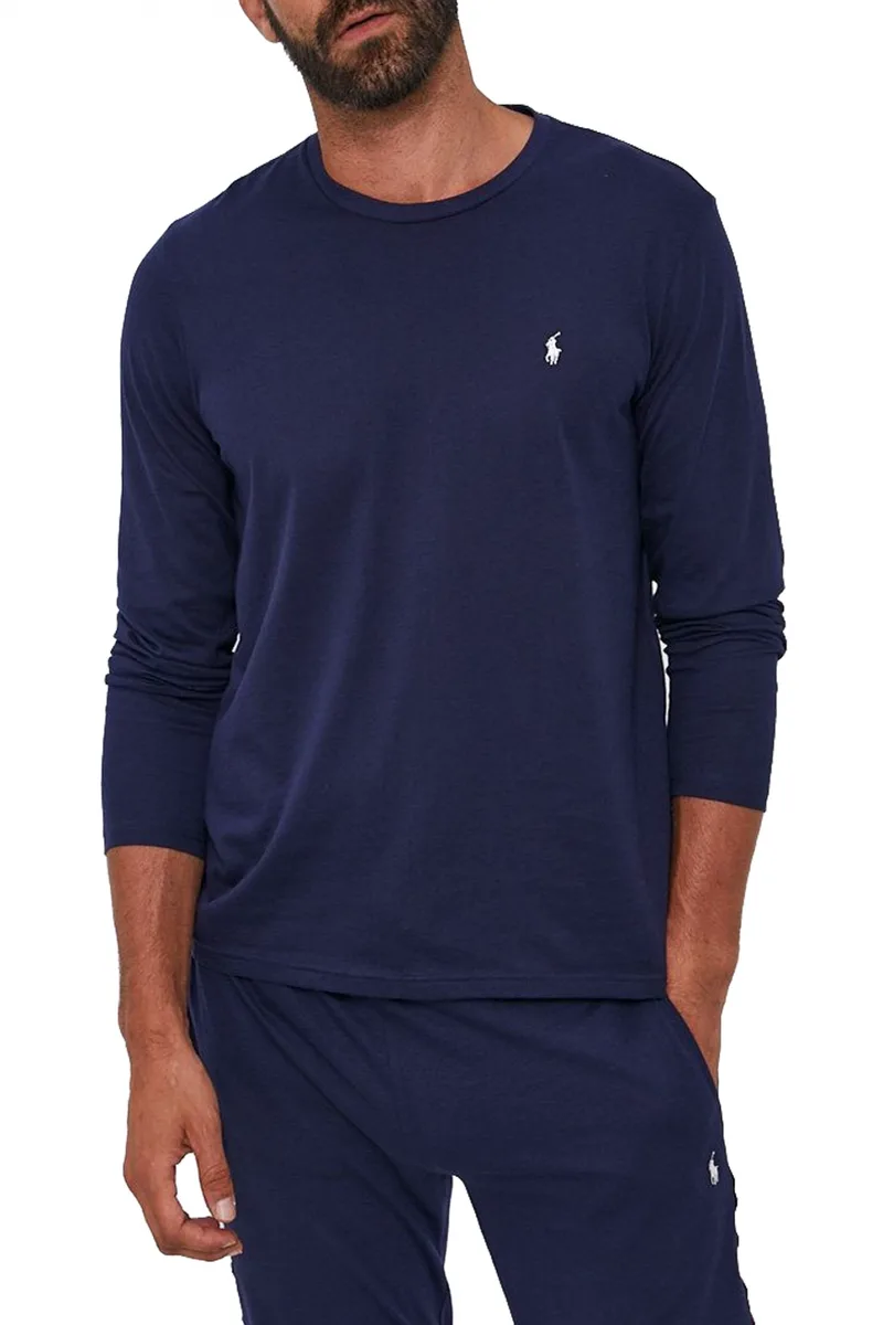 RALPH LAUREN SLEEP TOP T-SHIRT LOGO ΜΠΛΕ