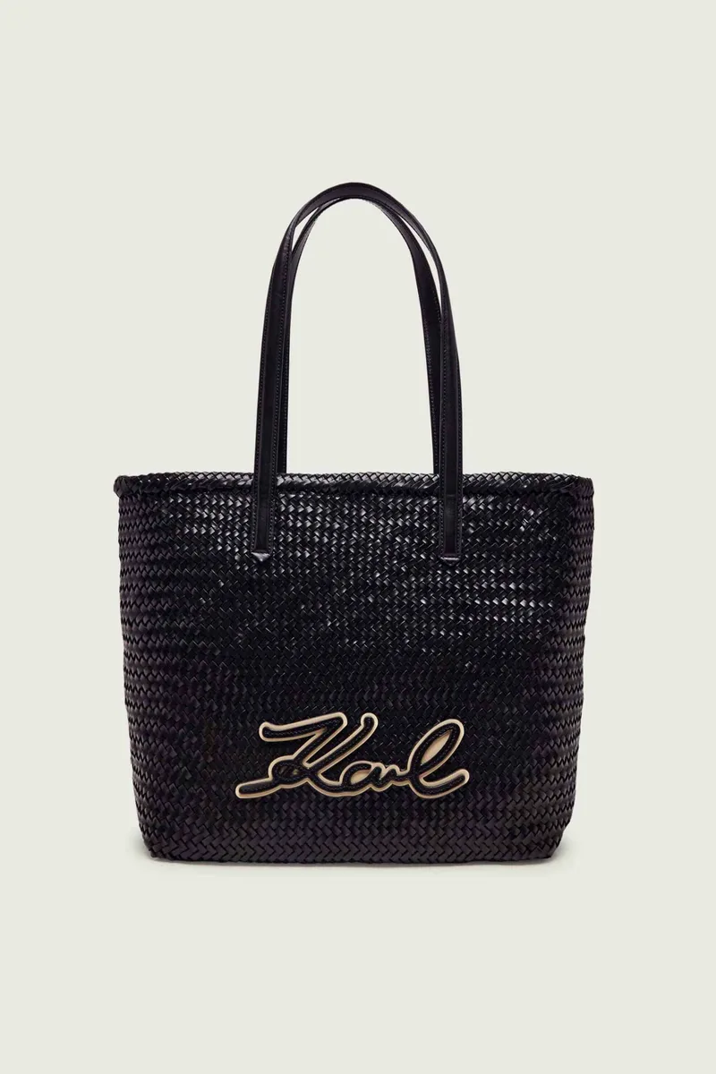 Karl Lagerfeld γυναικεία δερμάτινη τσάντα tote "Signature Medium" - B2W30205 Μαύρο