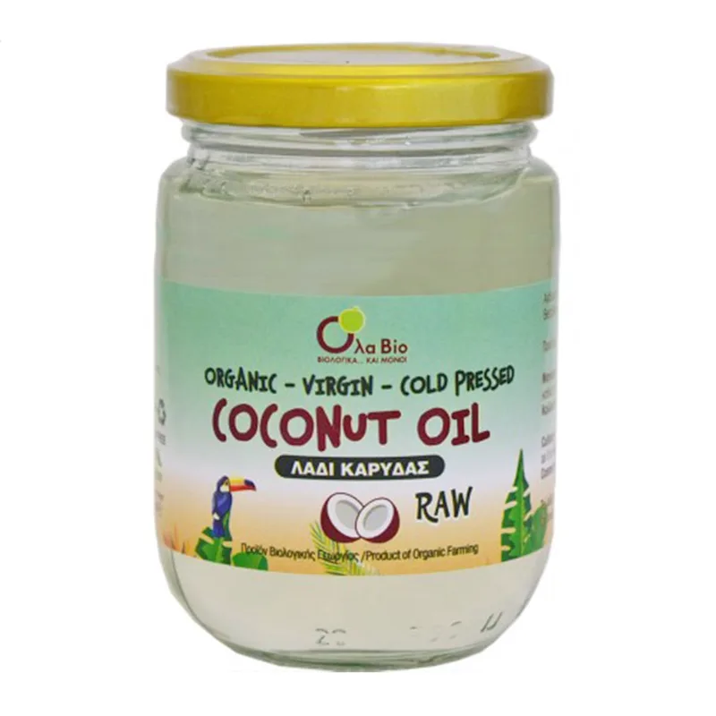 Βιολογικό Λάδι Καρύδας Raw - Όλα Bio - 500gr Ola Bio Ελλάδα No Sugar Added Low Carb Gluten Free Lactose Free Vegan Palm Oil Free