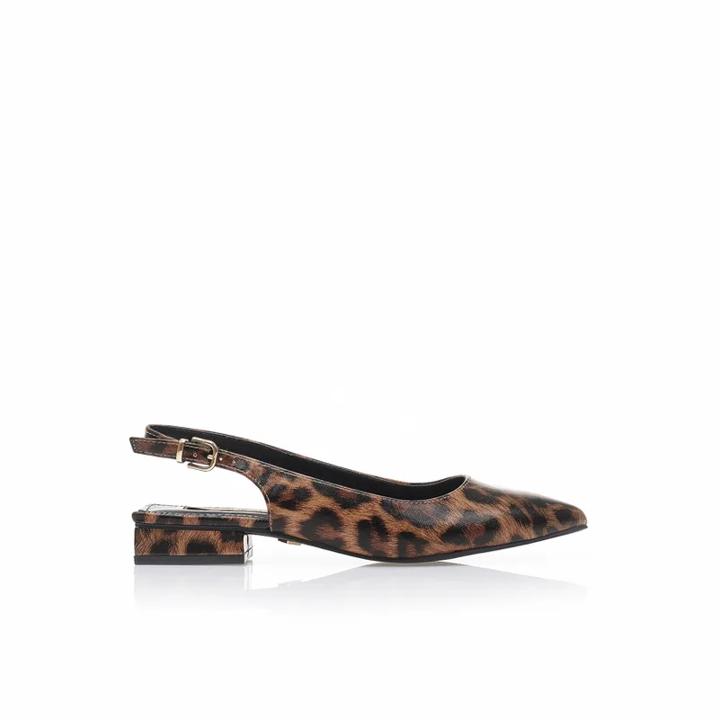 Γόβες mules animal print δερματίνη μυτερές ΛΕΟΠΑΡ
