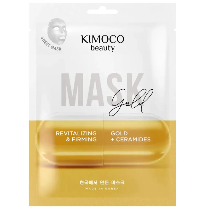 Kimoco Beauty Revitilizing & Firming Ceramides & Χρυσό Face Sheet Mask Αναζωογονητική & Συσφικτική Μάσκα Προσώπου με Κολλοειδή Χρυσό & Κεραμίδια 23ml