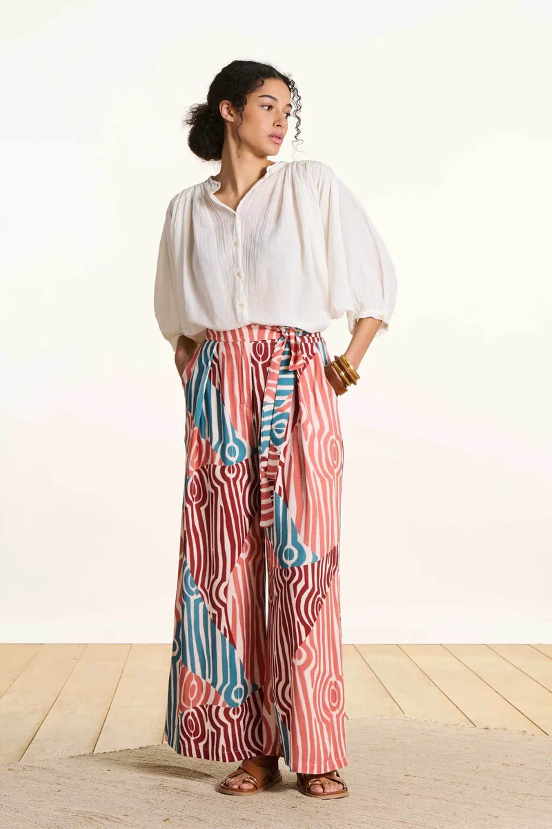 La Fée Maraboutée γυναικείο παντελόνι με all-over print Wide Fit - FL-PA-SIMBA-O Ροζ