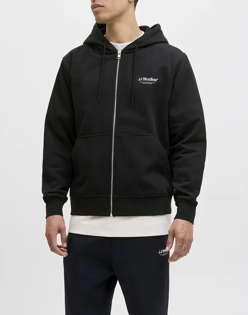 JACK&JONES JJESOHO SWEAT ZIP HOOD NOOS 12278794-BLACK Black