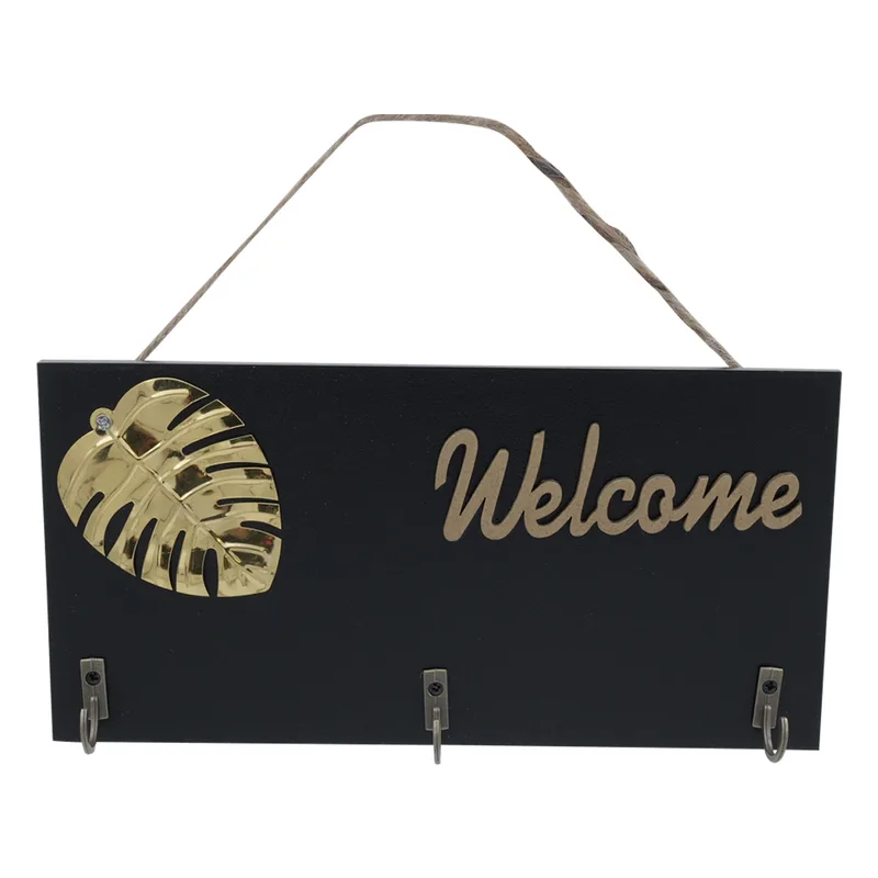 Ξύλινη Κρεμάστρα Τοίχου "Welcome" 3 Θέσεων 20x10cm