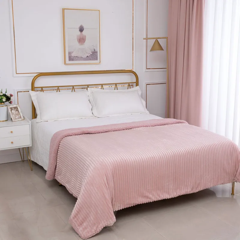 Κουβέρτα Fleece Υπέρδιπλη Με Γουνάκι (220x240) Silk Fashion Κοτλέ Ροζ