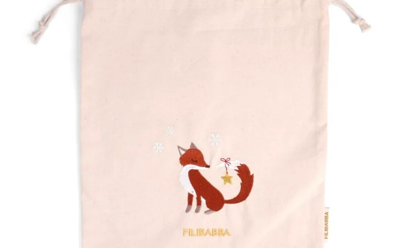 Filibabba Embroidered Gift Bag GOTS – Wonderful Winter – Fox