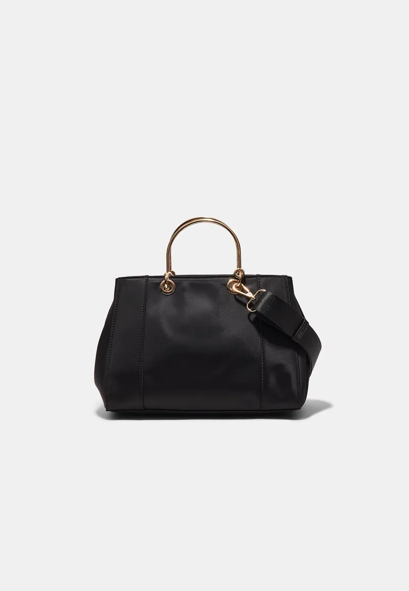 Stradivarius Τσάντα Tote Με Μεταλλική Λαβή Μαύρο Os