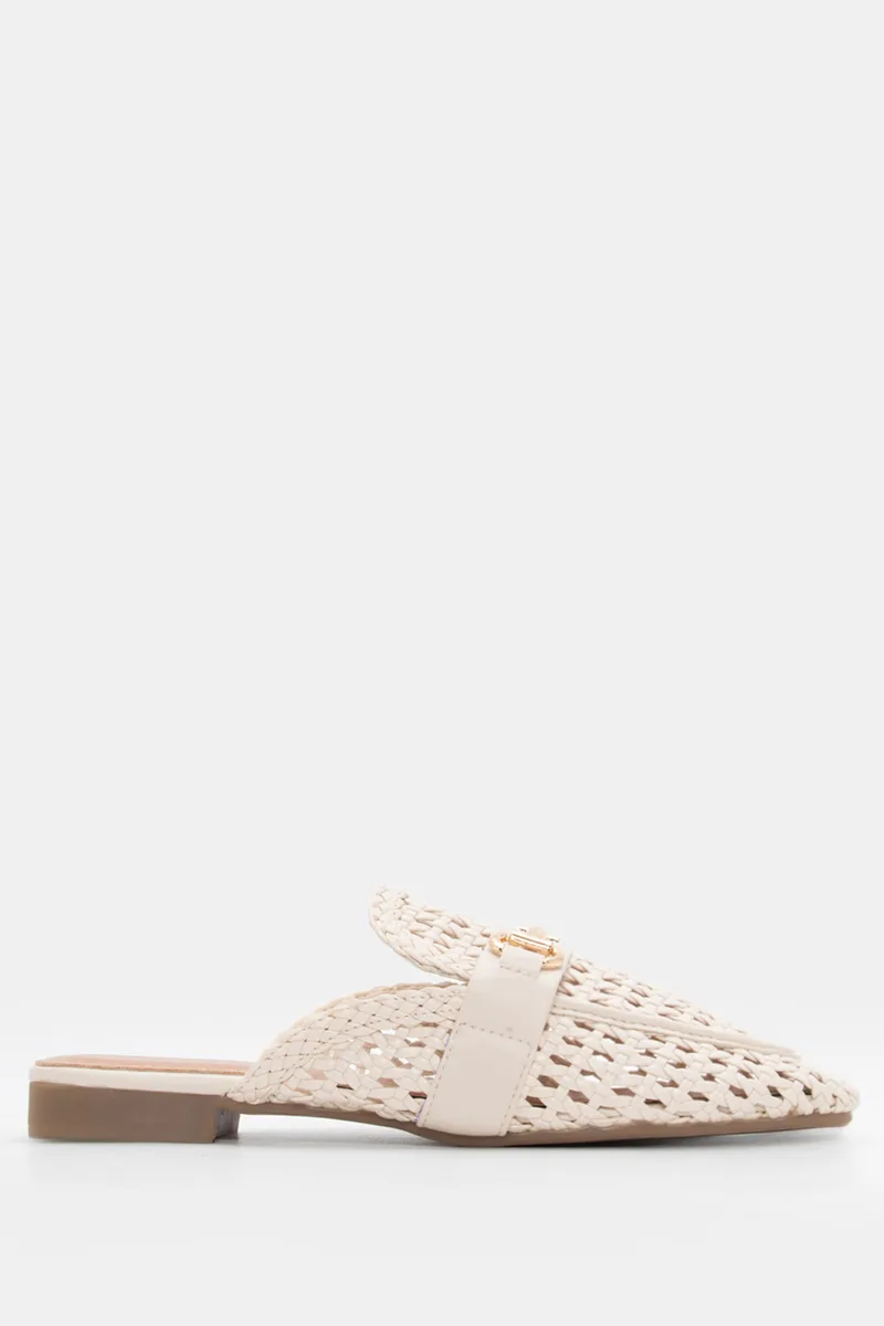Mules Loafers με Πλεκτό Σχέδιο - Μπεζ