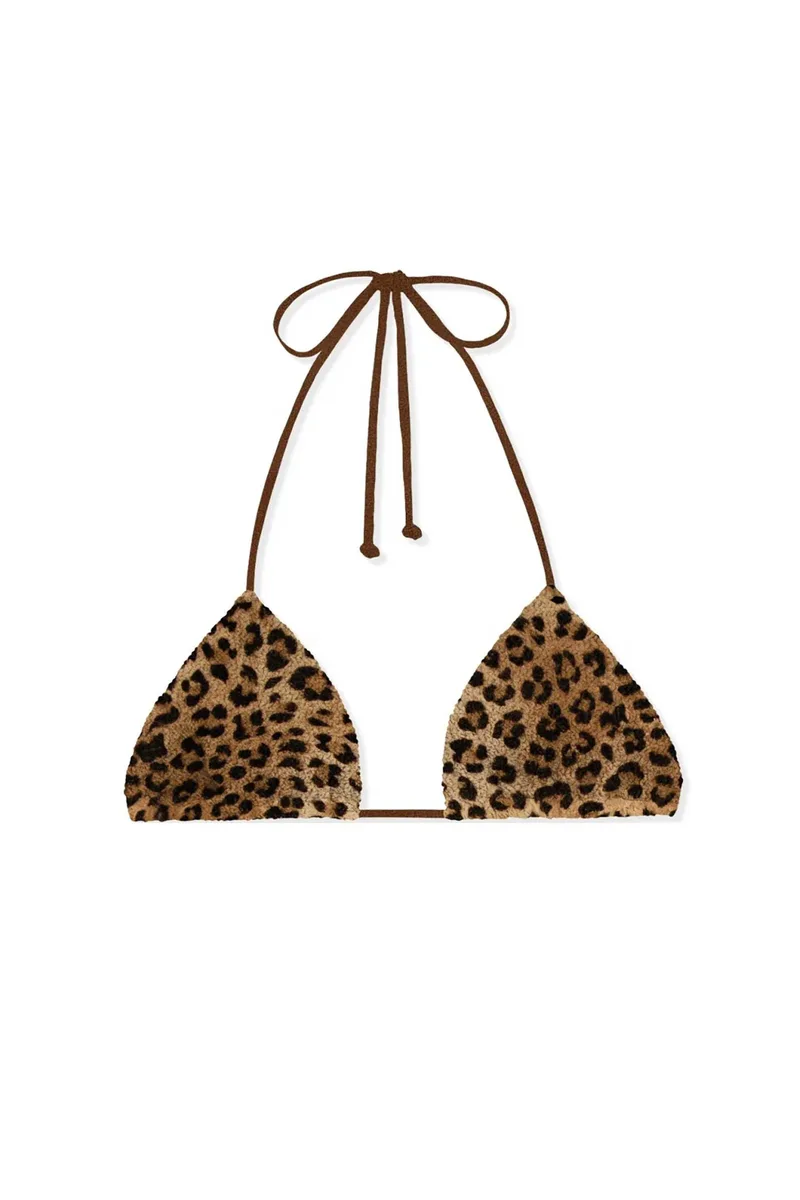 MC2 Saint Barth σετ γυναικείο μαγιό μπικίνι τοπ και σλιπ "Leopard 19" - LEH00010-00048L Καφέ