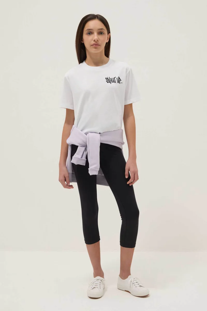 OVS παιδικό κολάν μονόχρωμο cropped Slim Fit - 002680523 Μαύρο