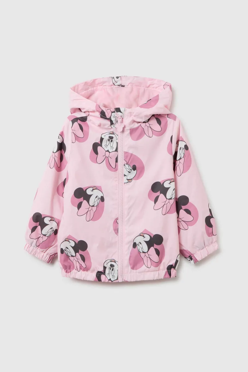 OVS βρεφικό μπουφάν με κουκούλα και print "Disney" Regular Fit - 002415270 Ροζ
